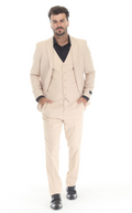 Slim Fit Three-Piece Suit – TAN