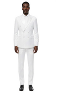 Slim Fit Double Breasted Suit- White