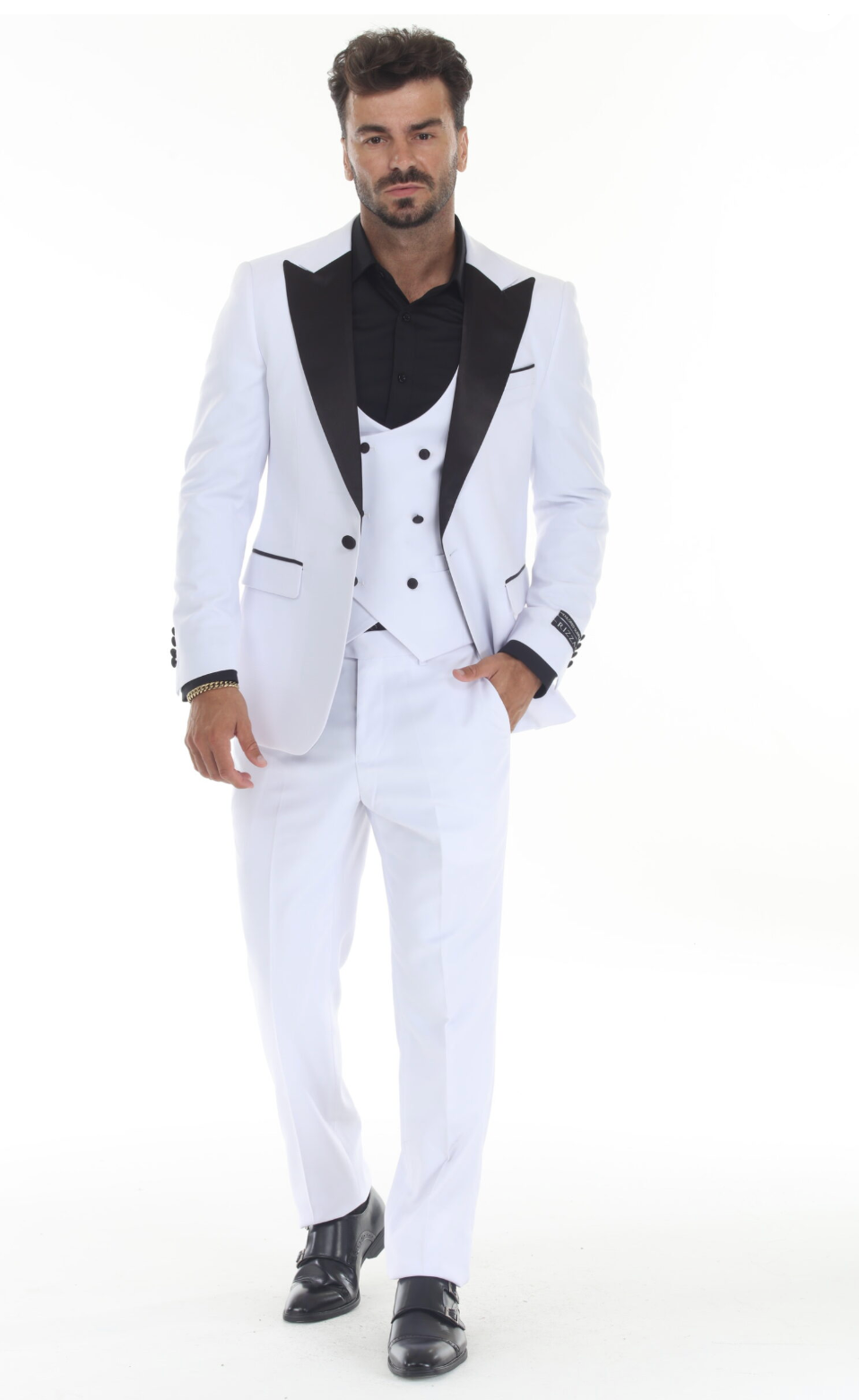 Slim Fit ThreePiece PeakLapel Tuxedo-White