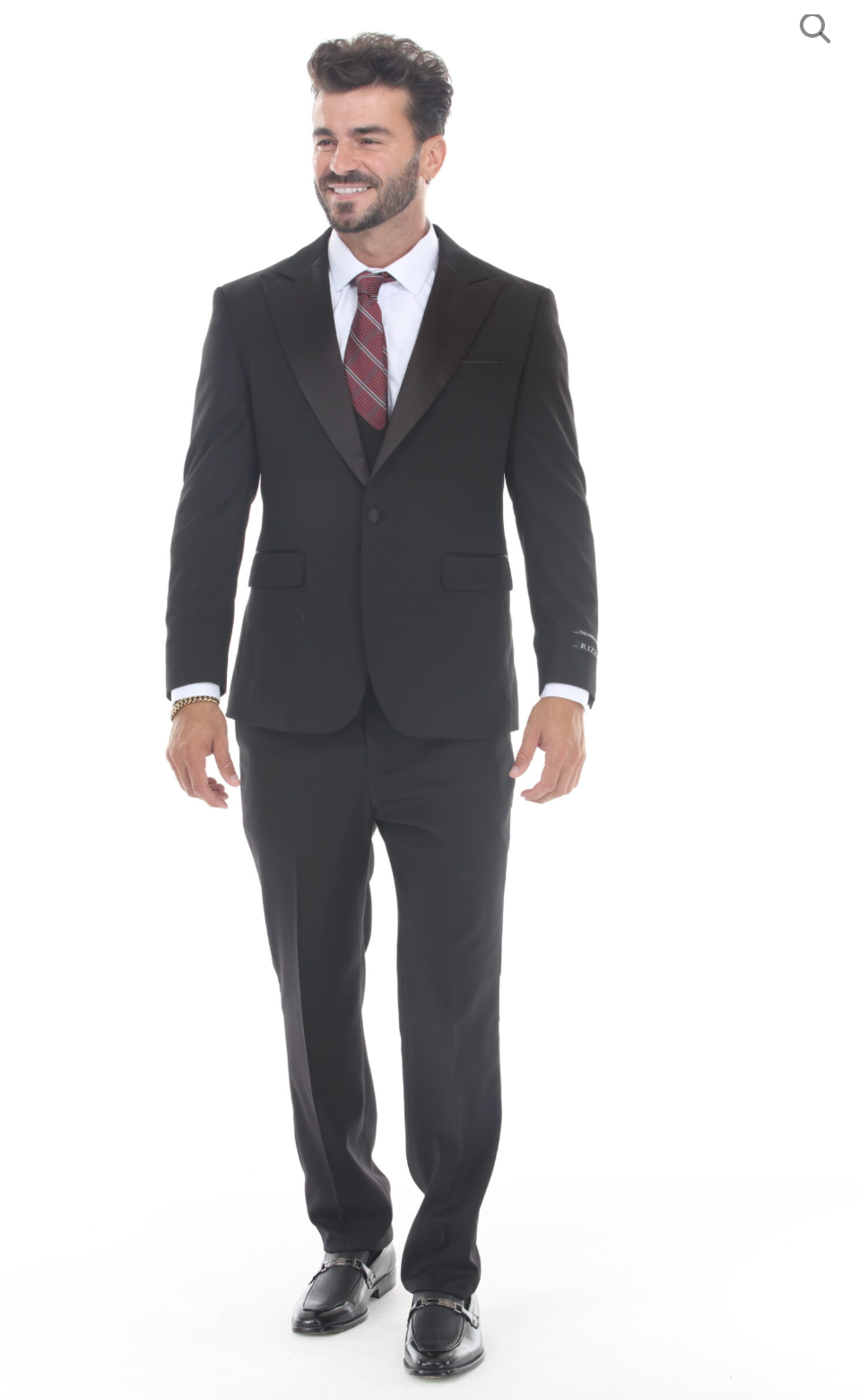 Slim Fit ThreePiece PeakLapel Tuxedo-Black