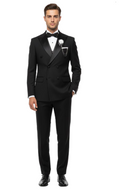 Slim Fit Double Breasted Tuxedo-Black