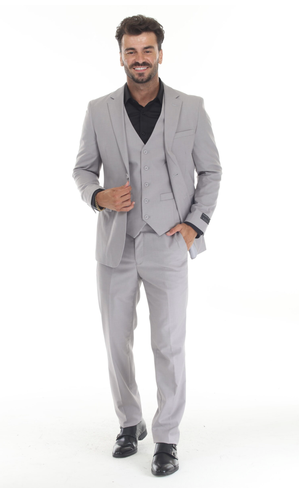 Slim Fit ThreePiece Suit- Light Gray