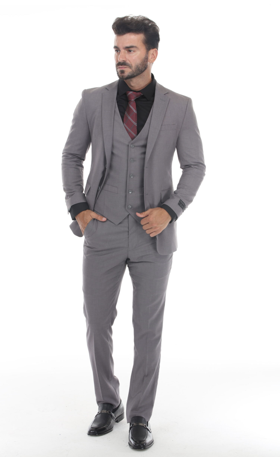 Slim Fit ThreePiece Suit- Medium Gray