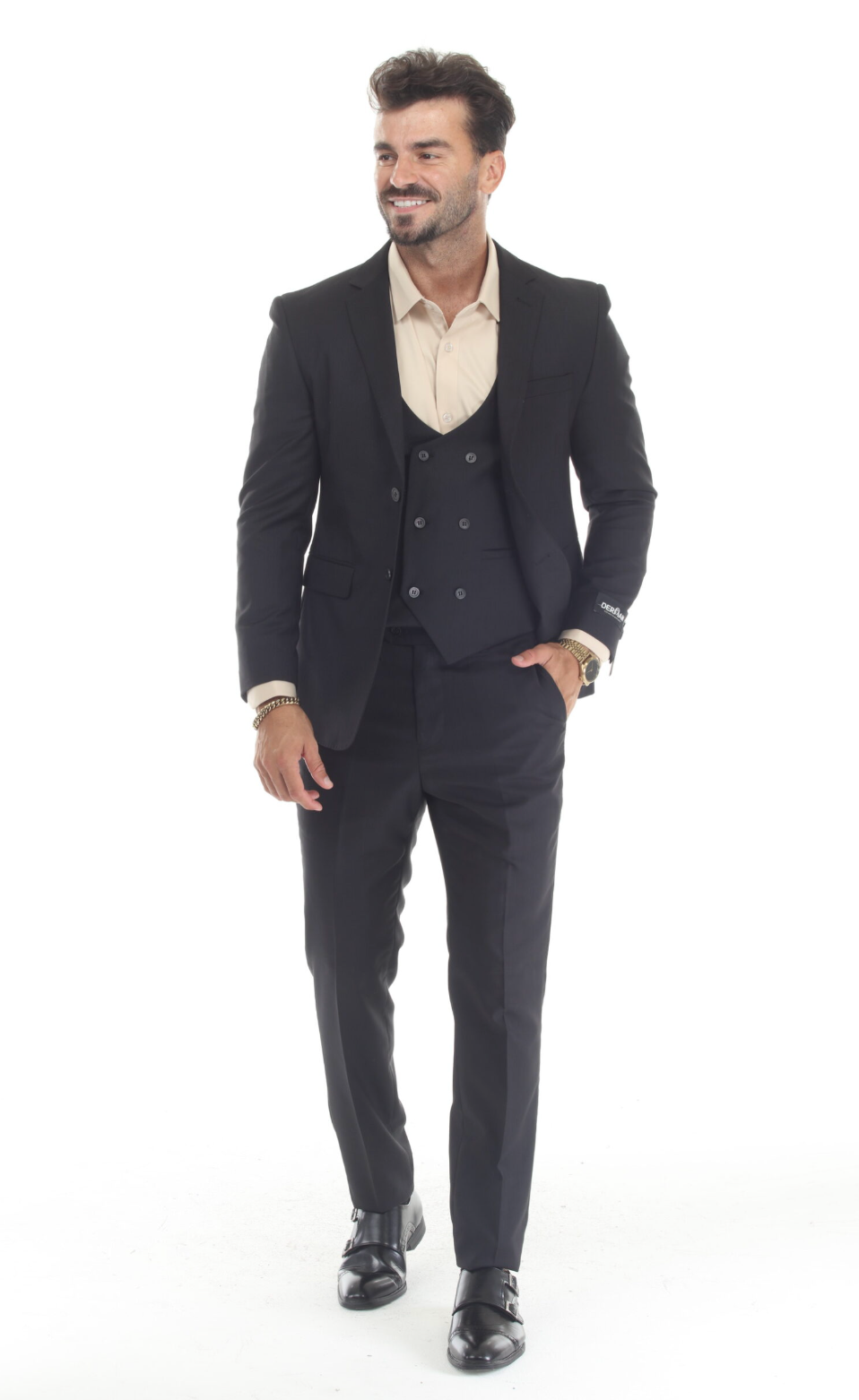Slim Fit ThreePiece Suit- Black