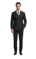 Slim Fit Double Breasted Suit- Black