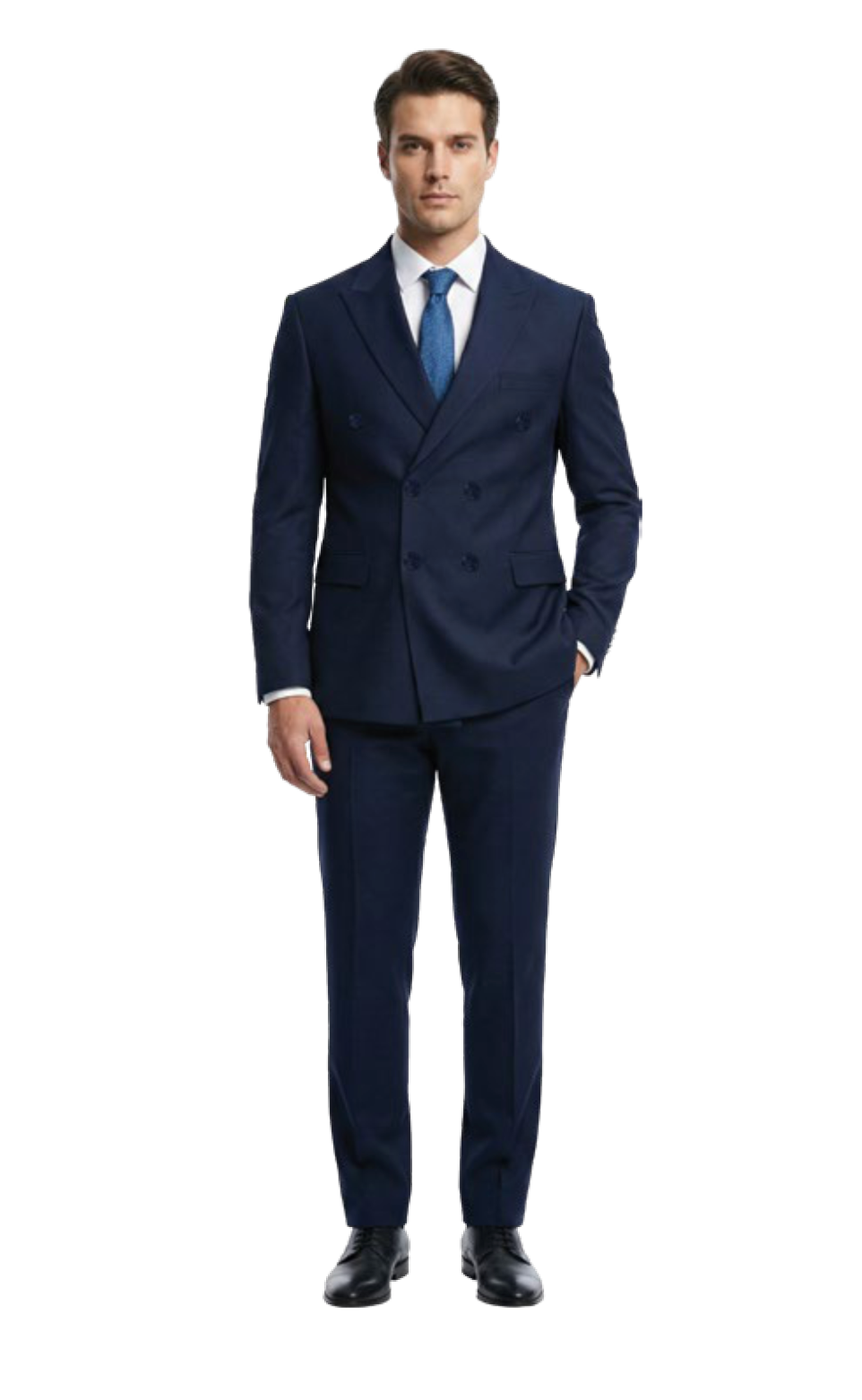 Slim Fit Double Breasted Suit- Navy Blue