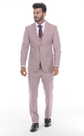 Slim Fit ThreePiece Checkered Suit- Rose