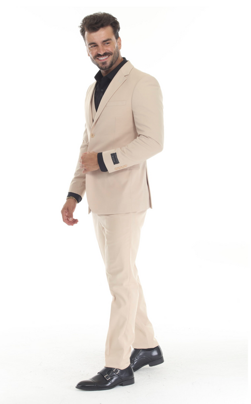 Slim Fit Three-Piece Suit – TAN