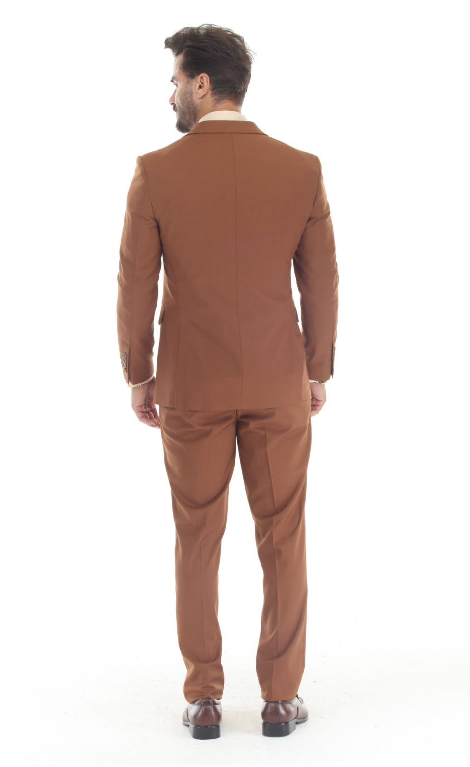 Slim Fit ThreePiece Suit- Cognac Brown
