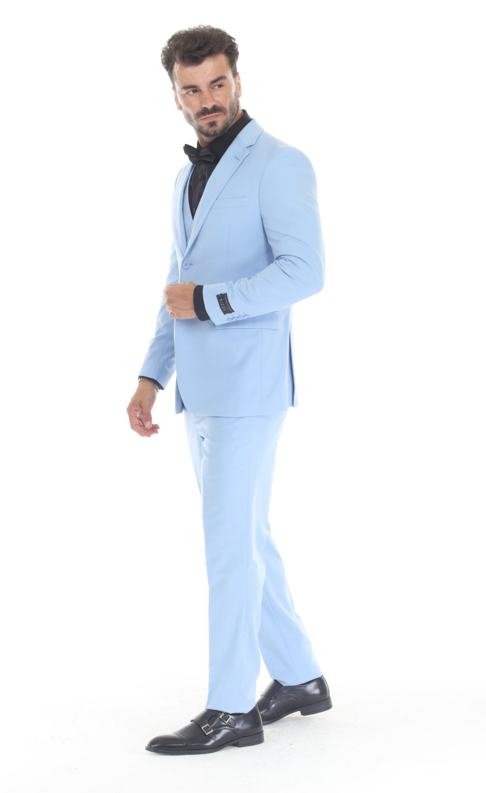 Slim Fit ThreePiece Suit- Sky Blue