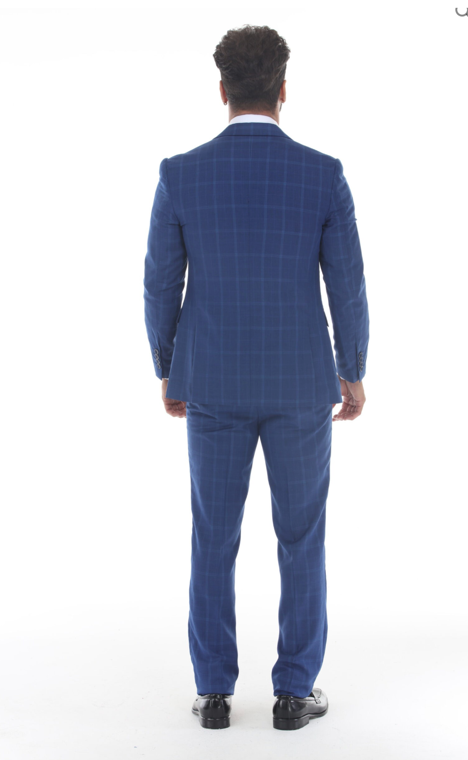 Slim Fit ThreePiece Checkered Suit- Blue