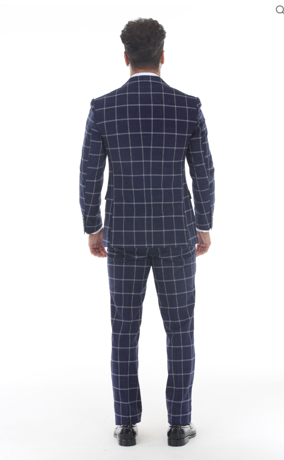 Slim Fit ThreePiece Checkered Suit- Navy