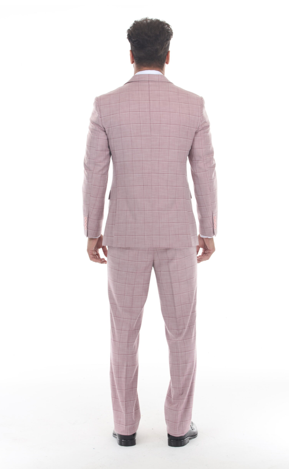 Slim Fit ThreePiece Checkered Suit- Rose